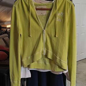 Hollister Lime Green Cropped Hoodie Jacket